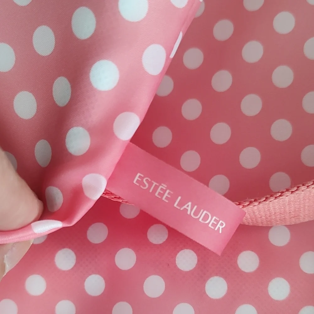 Este Lauder Liechtenstein Pink Polka Dot Tote and Cosmetic Bag. Like New!